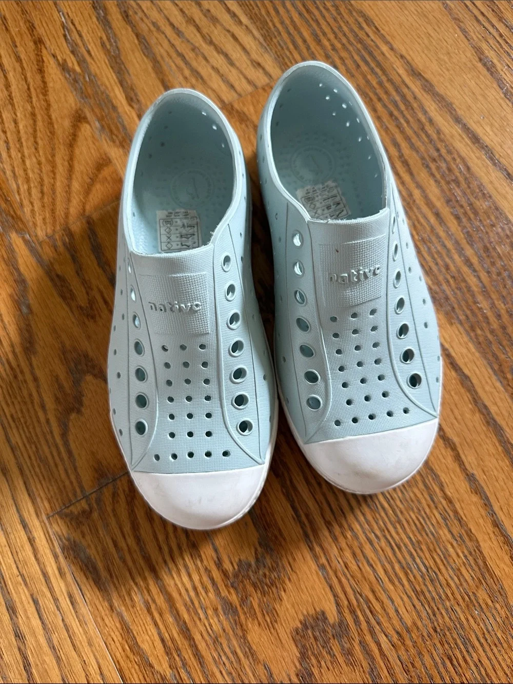 Native Kids Water Shoes in Light Blue with White Toe